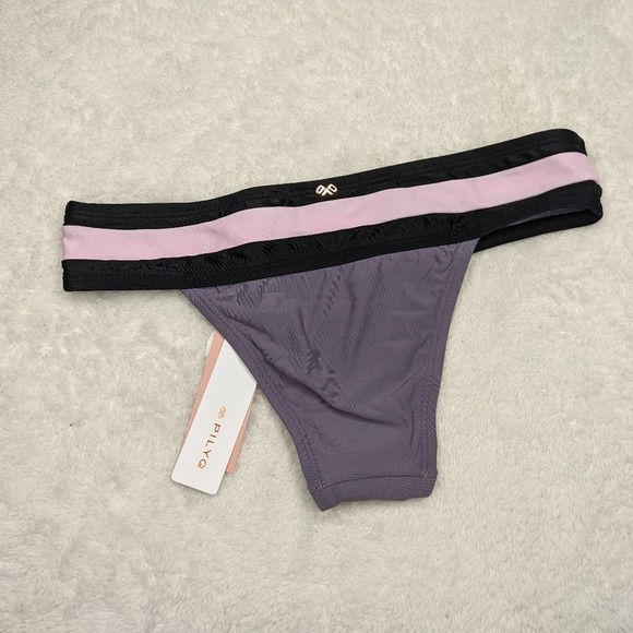 PilyQ Amethyst Banded Color Block Teeny Bikini Bottom - Picture 5 of 7
